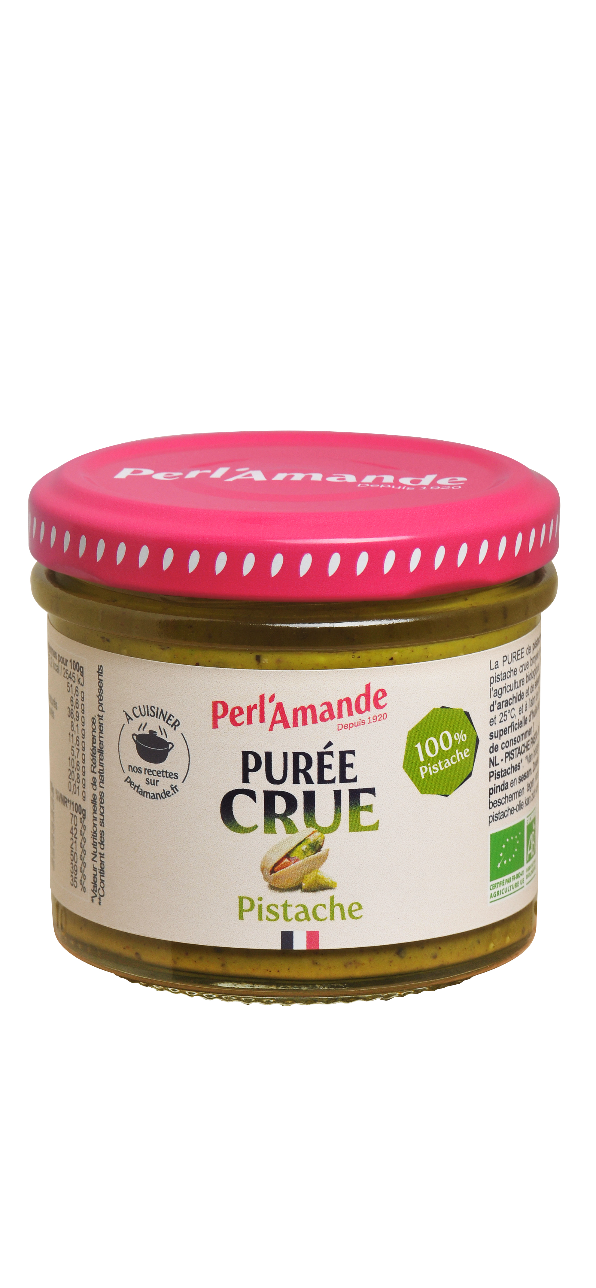 Perl'amande Pistache pasta 100% glutenvrij bio & raw 100g